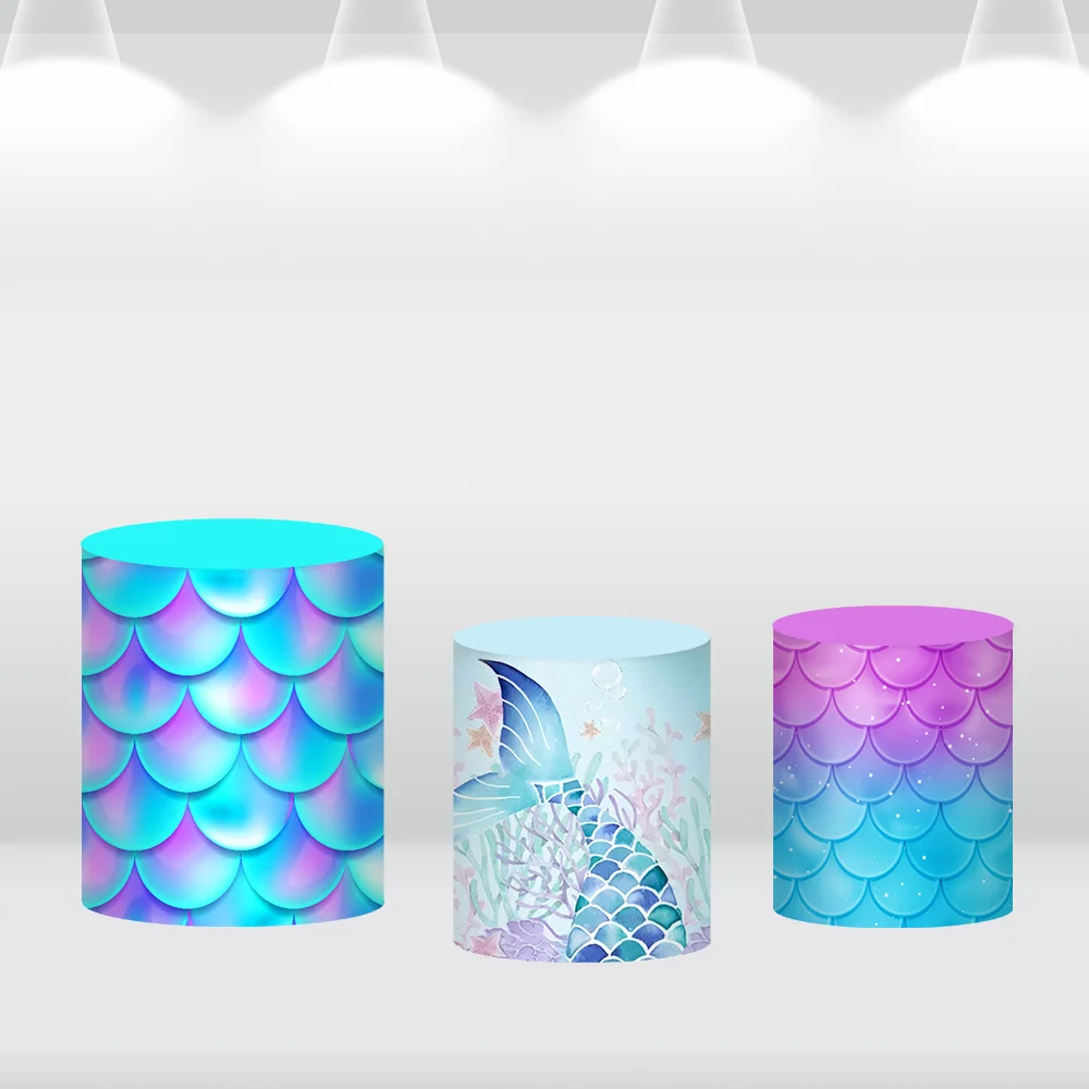 Penutup Latar Belakang Bulat Pesta Ulang Tahun Putri Duyung Disney Penutup Silinder Timbangan Latar Belakang Lingkaran Anak Perempuan Putri Ariel Bawah Laut
