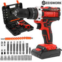 SEEISWORK 21V Cordless Electric Impact Drill Screwdriver 1500rpm High Speed Drills Rechargeable 32 Torque Household Drill Power