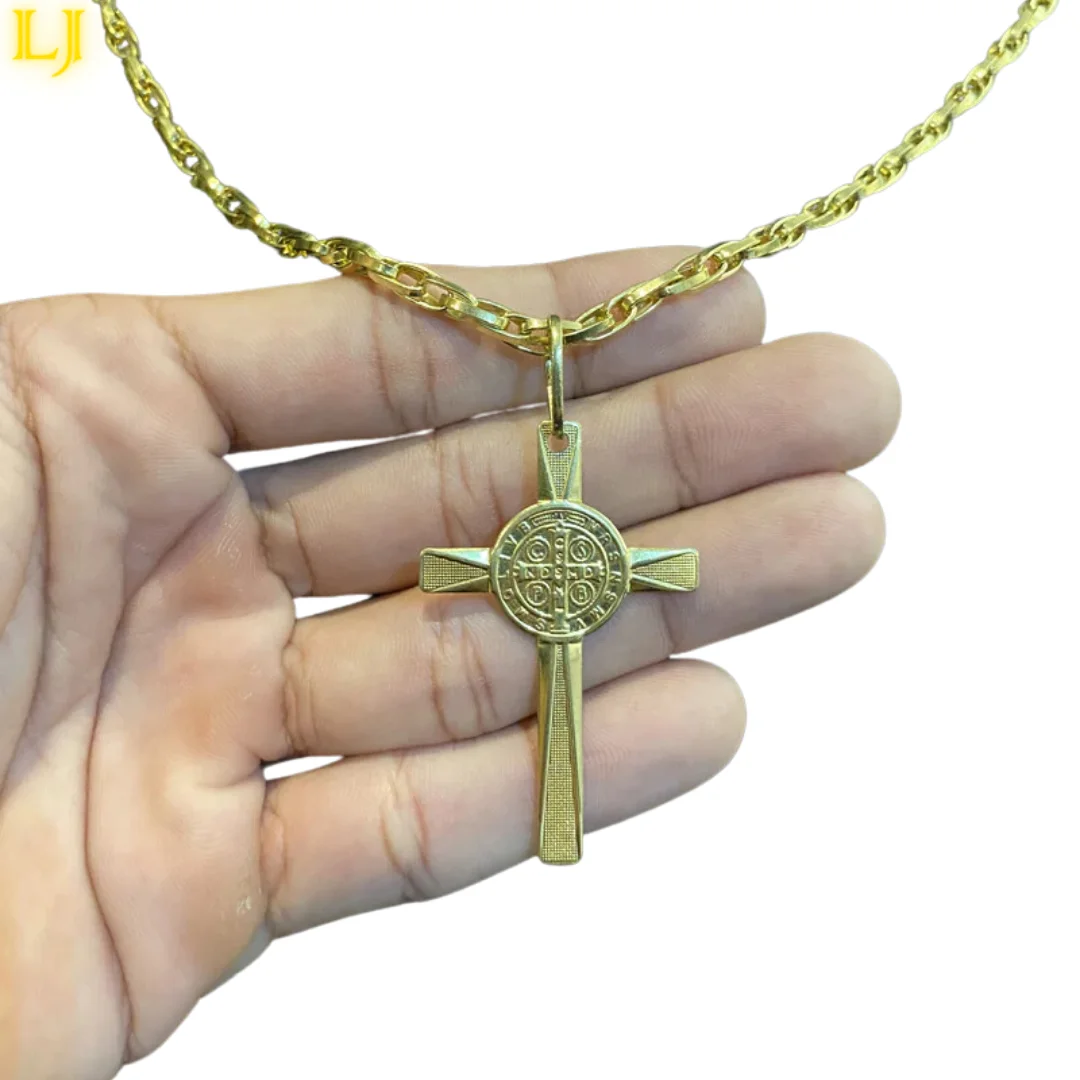 Ancient Currency Set®Tijolinho Double Lind 5MM with Pendant São Bento (Nordic Gold) Eternal Guarantee in Color!