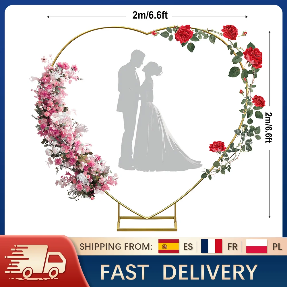 2x2m Supporto per fondale a forma di cuore in metallo Archi per matrimoni Kit di supporto per arco a forma di cuore per il genere Rivela la cerimonia di baby shower Decorazioni per feste di compleanno