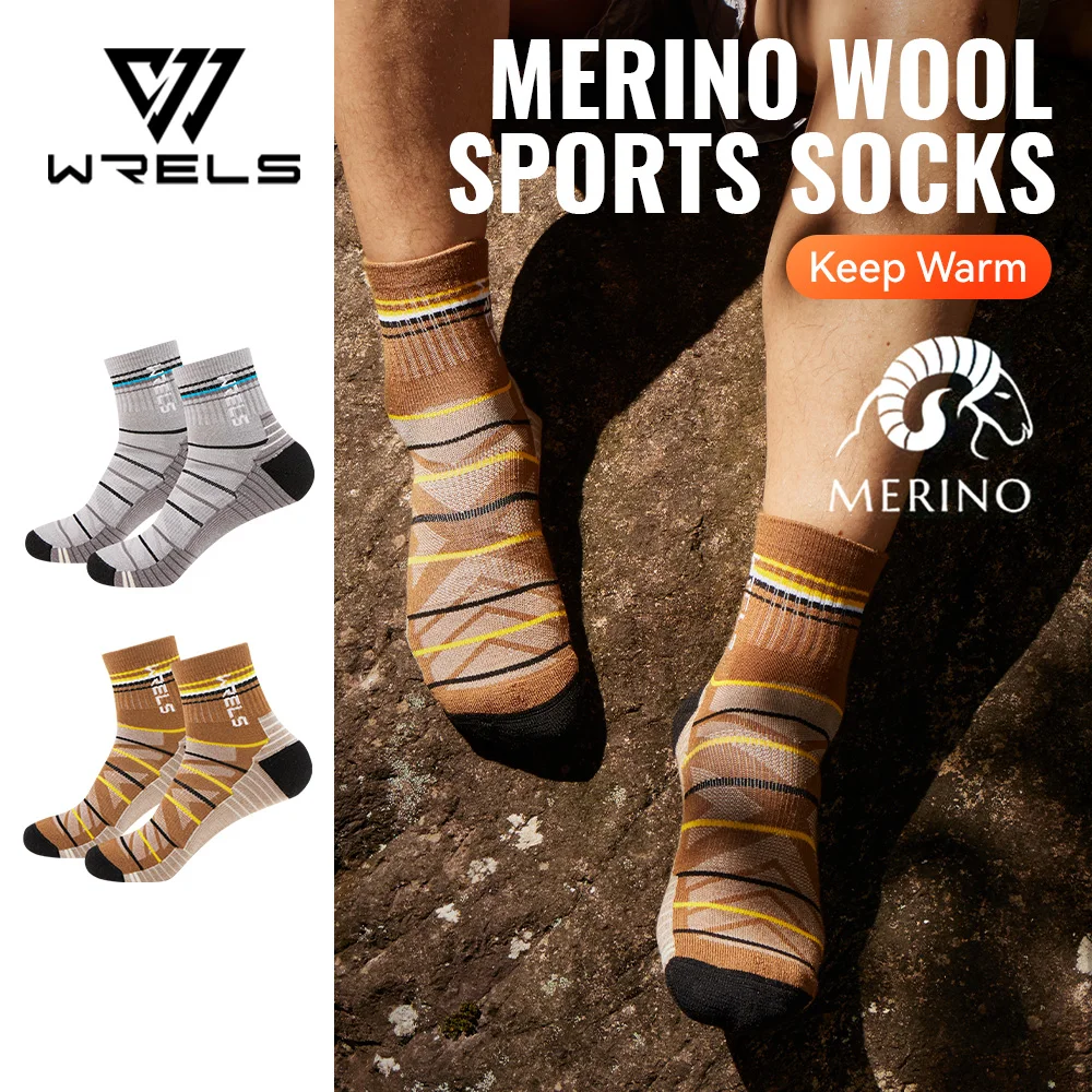 

WRELS 1/2/3pairs Merino Wool Hiking Socks Thermal Winter Cushioned Moisture Wicking Socks Warm Wool Trekking Socks for Men Women