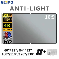 Thick Projection Screen Reflective Metal Anti Light Projector Curtain 92 100 110 Inch 16:9 with Holes for for DLP LED 3D Beamer