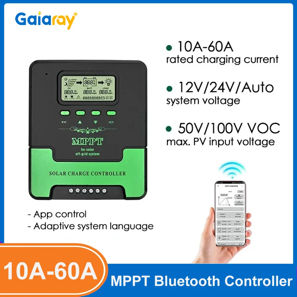 Gaiaray 60A WiFi MPPT Solar Charge Controller 12V 24V
