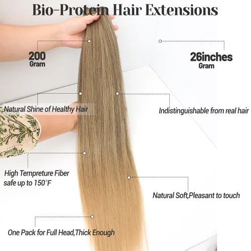 Imagen 2 del producto Extensiones de pelo ondulado ruso, 65cm, 200G, extensiones de cabello sintético de fibra, Bio proteína, cola de caballo resistente al calor, pelo de Cosplay