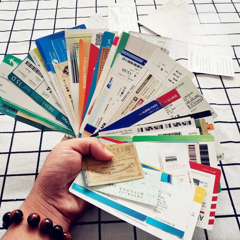 Retro Karta pokładowa linii lotniczych Bilety Walizki na kółkach Walizki Dekoracyjne wodoodporne naklejki — zdjęcie 2