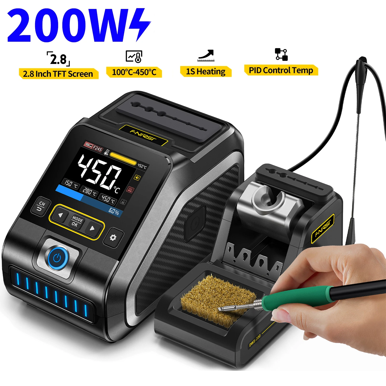 2024 New DWS-200 200W Power Repaid Heating Soldering Iron Staion C210 C245 Solder Iron Handle Electronic Welding Rework Station