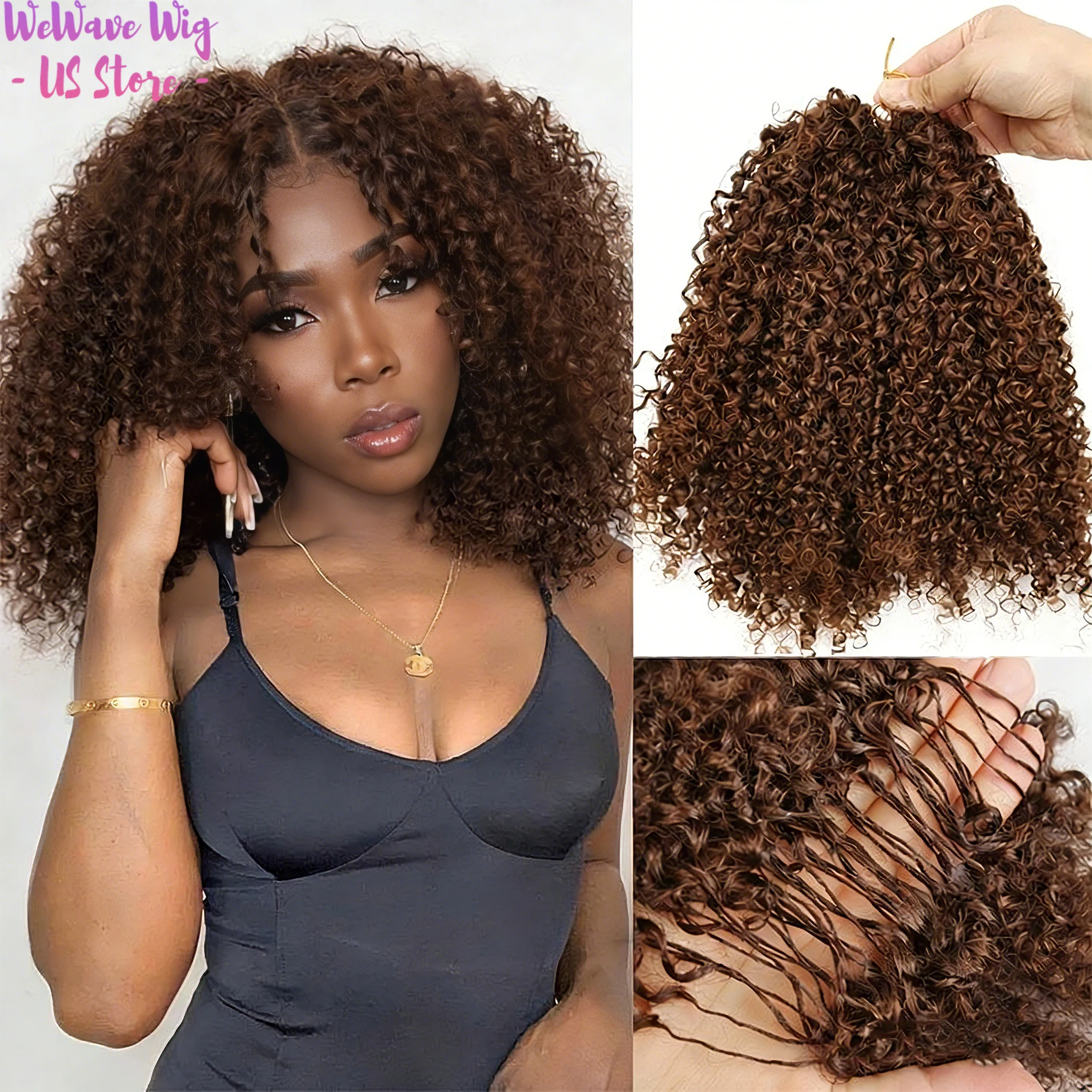 

Натуральные волосы Wewave Chocolate Brown: предварительно связанные косички без узлов, глубокая и водная волна, для плетения крючком, мягкие, легкие, натуральные.