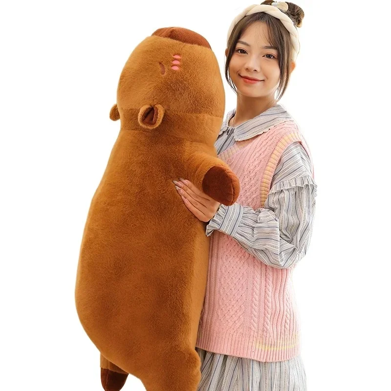 Kawaii Capybara Knuffel Gevuld Capibara Pluizige Pop Lange Slaap Zacht Kussen Sofa Kussen Dutje Slapen Speelgoed voor School Xmas - afbeelding 2