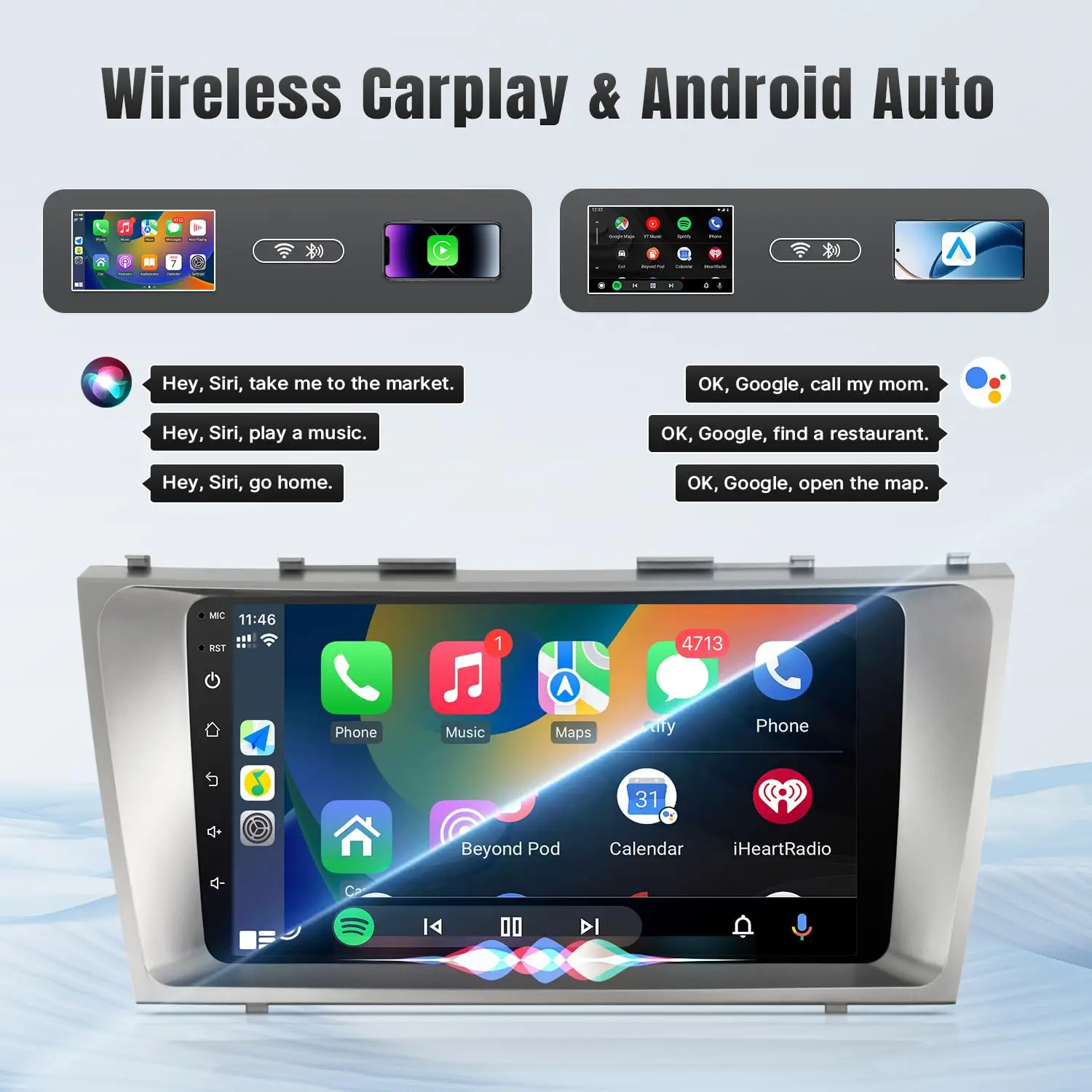 ستيريو سيارة أندرويد لتويوتا كامري 2006 2007 2008 2009 2010 2011 ، 9 بوصة IPS HD شاشة تعمل باللمس راديو السيارة لتويوتا كامري Wireles #3