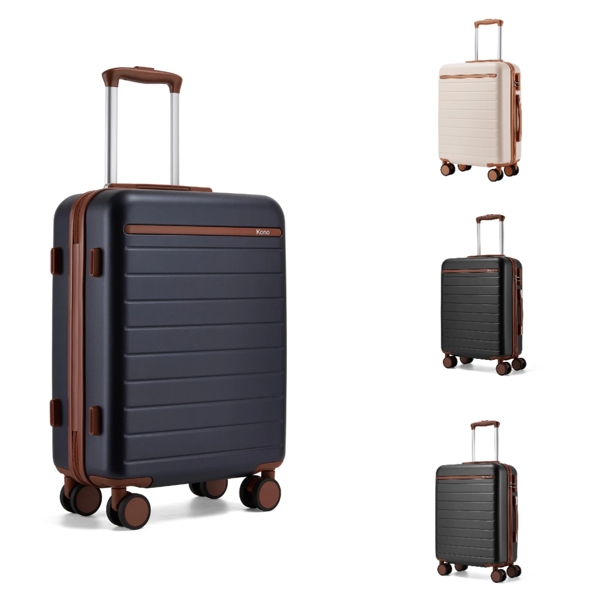 Valise trolley KONO ABS + PC, 4 roulettes silencieuses, bagage à main et valise en S/M/L, valise légère