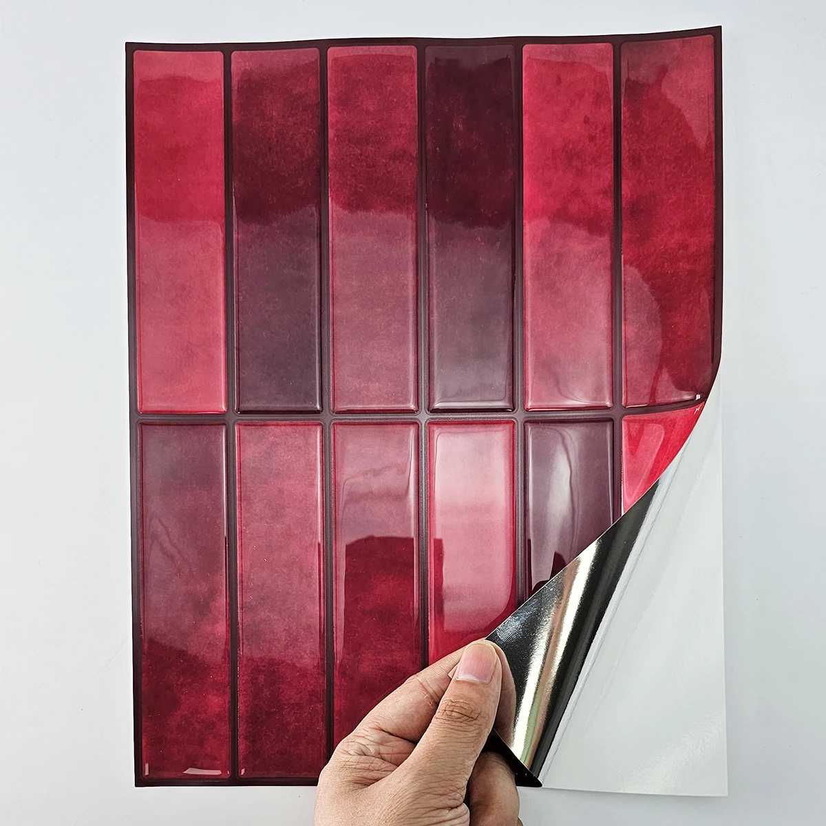 1/5/10/30 PC Burgundy 3D Peel and Stick Backsplash 11.4\