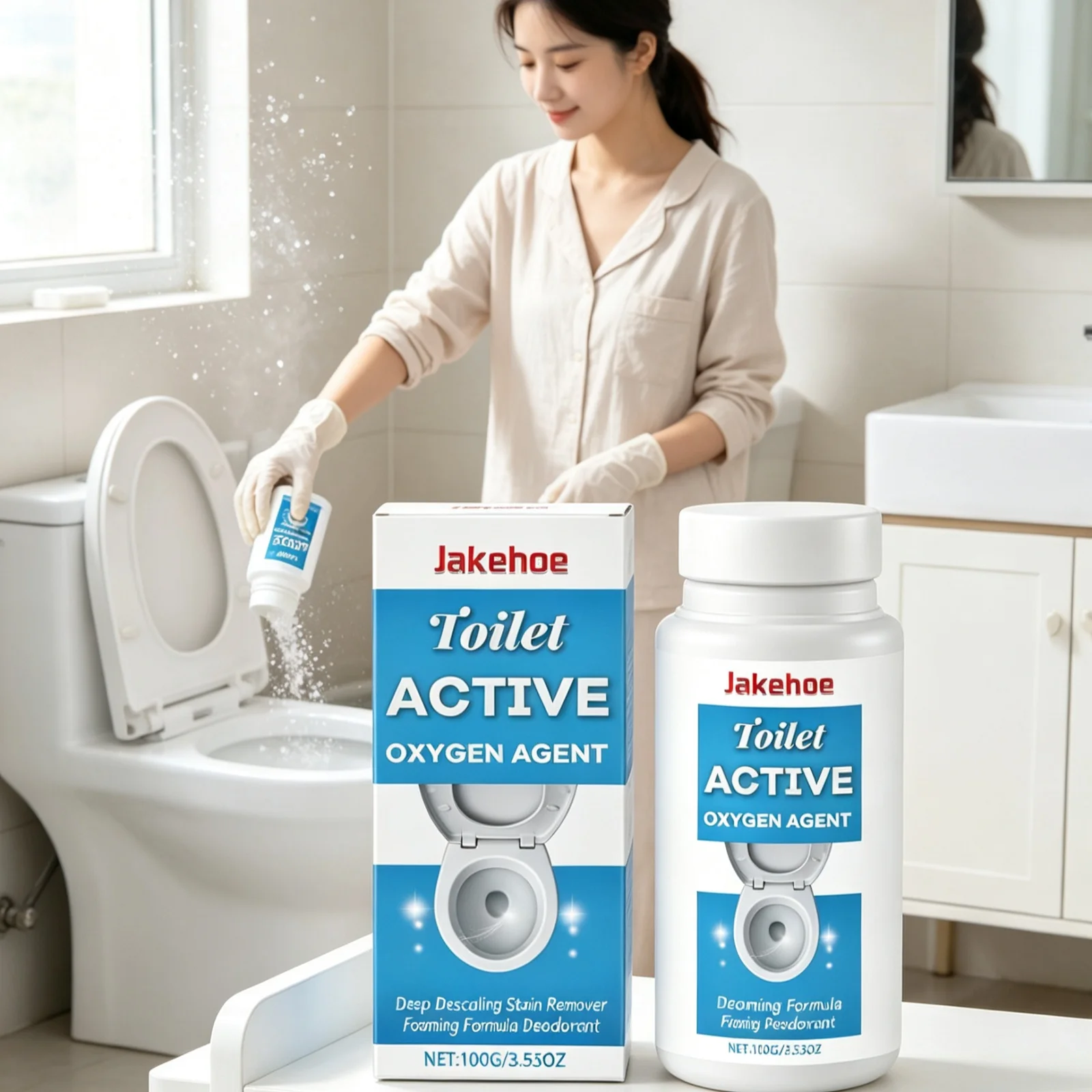 Jakehoe Toilet Cleaner Powerful Decontamination Break Down Dirt Protect Ceramic Glaze Brightening Surface Toilet Stain Cleaner