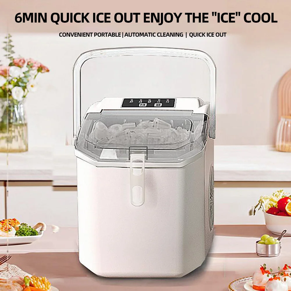 

Portable Ice Maker Machine Commercial Smart Mini Ice Machine Furnishing Full Automatic Round Ice Cubes