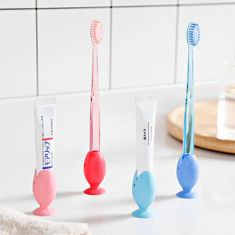 2Pcs Silicone Toothbrush Holders and Toothbrush Head Covers Fish Toothbrush Covers Caps for Travel Camping Bathroom School