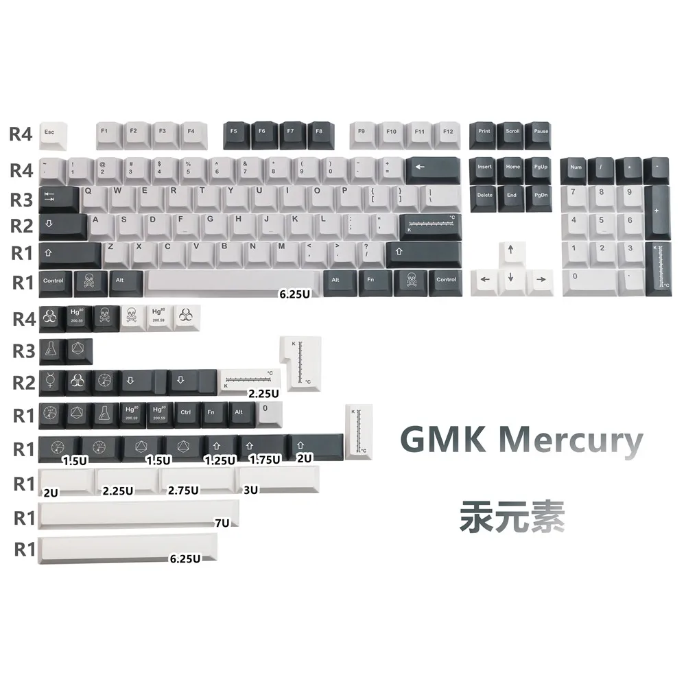 

Колпачки клавиш GMK mercury, колпачки клавиш PBT с 140 клавишами, колпачки клавиш Cherry Profile DYE-SUB, персонализированные колпачки клавиш GMK для механической клавиатуры