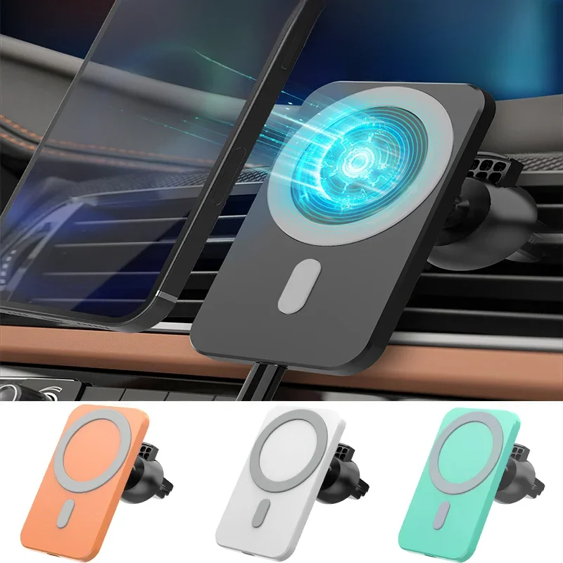Chargeur magnétique sans fil pour voiture, pour Macsafe, iPhone 12, 13, 14, 15 Pro Max, Mini support de téléphone pour grille d'aération, charge rapide pour voiture