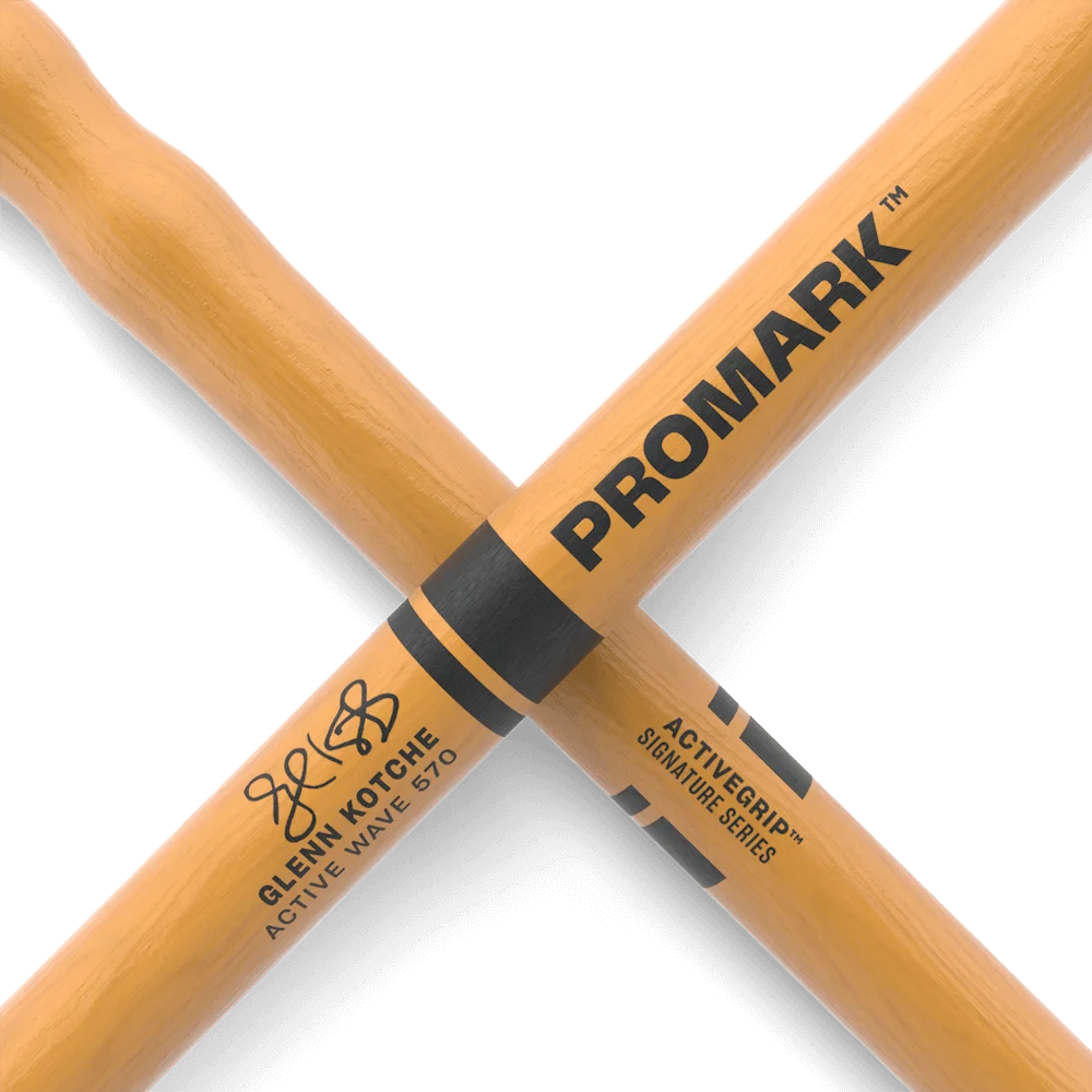 Promark by D'addario-baquetas con mango de onda activo, con punta de madera, recubrimiento ActiveGrip, 570
