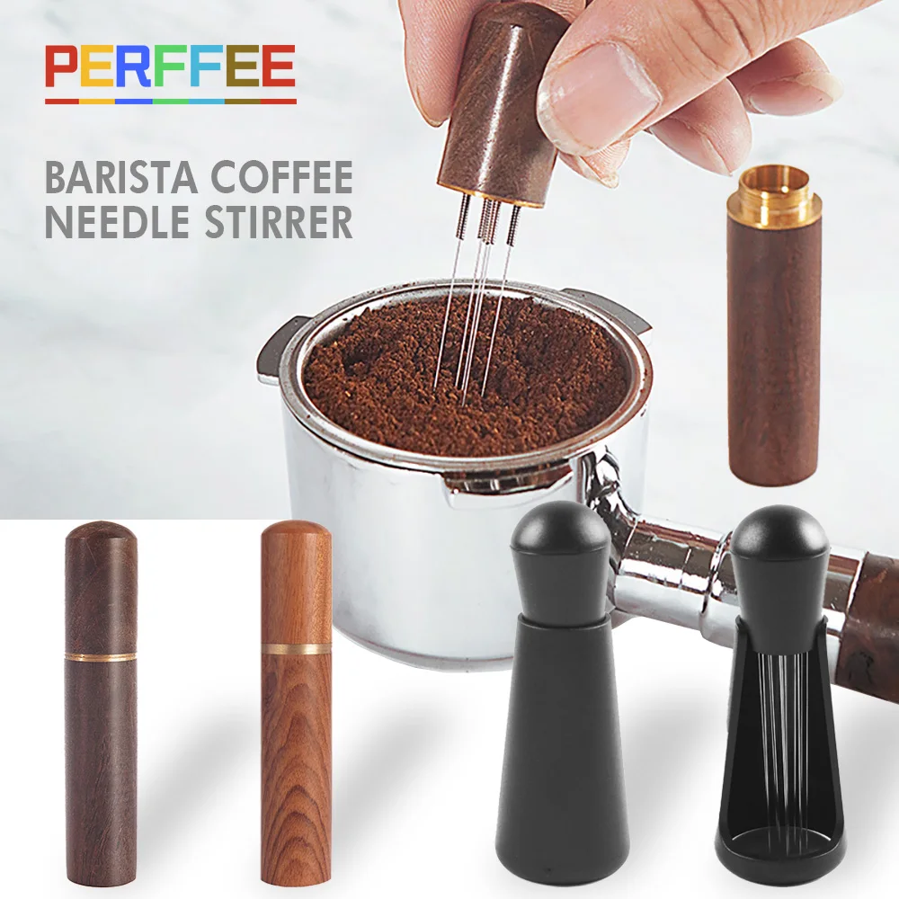 Espresso Coffee Stirrer Coffee Stirring Tool Coffee Powder Stirrer Needle Distributor Wood Handle Barista Hand Distribution Tool