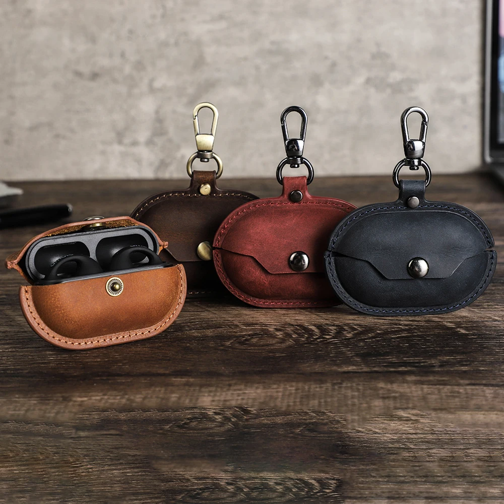 ของแท้หนังสําหรับ Sony Ambie Sound Earcuffs กันกระแทกสําหรับ Sony หูฟังหูฟังกล่องชาร์จ Retro กรณี