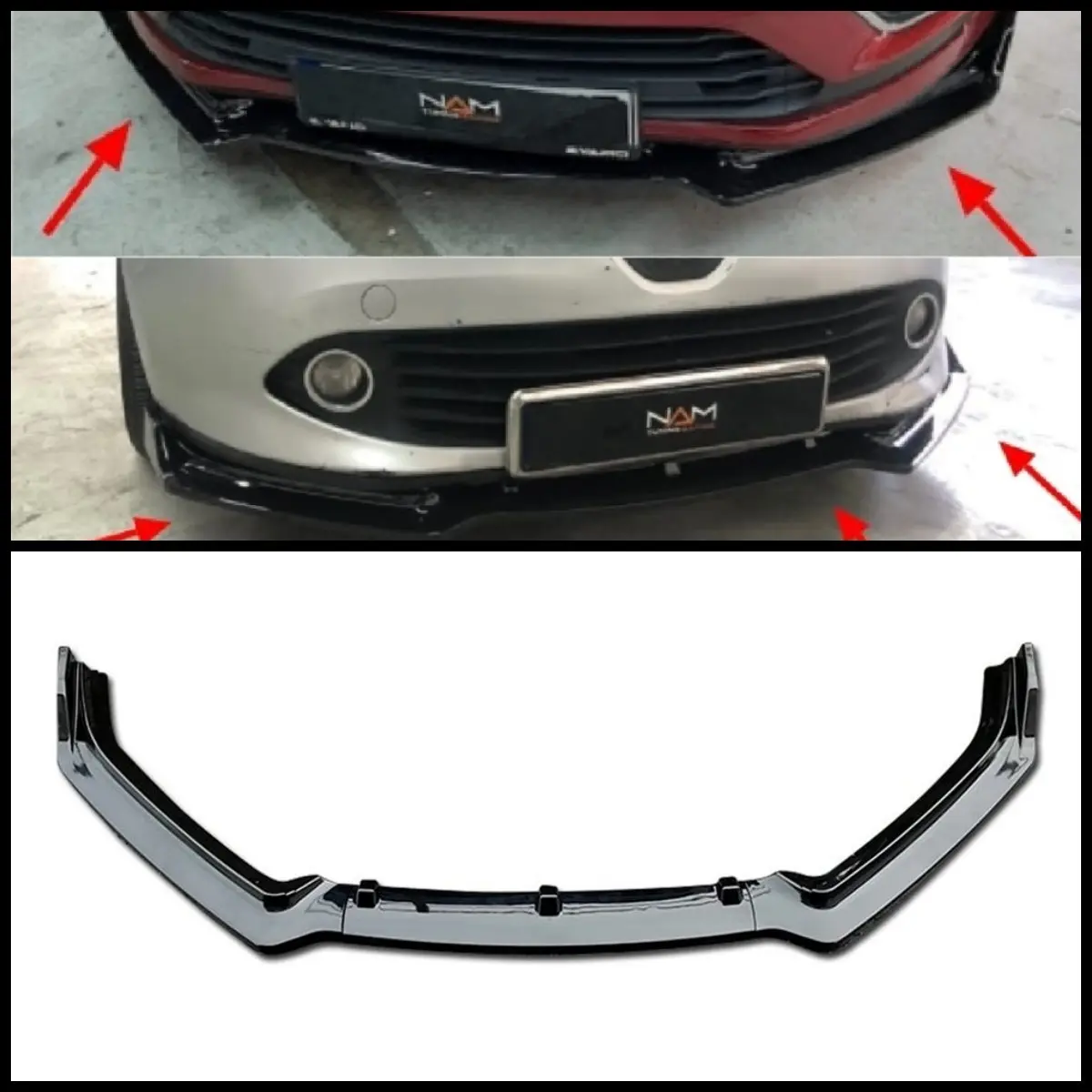 For Renault Clio MK4 Front Bumper Lip Body Kit Spoiler Splitter Diffuser 3pcs High Quality ABS Plastic Professional Universal