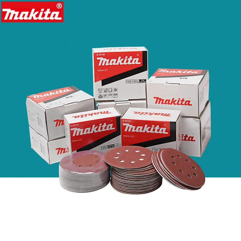 Makita 50Pcs Disc Sandpaper 125mm/5inch 8 Hole Hook And Loop Sanding Discs For Makita 9204/5041 Orbital Sander Polishing