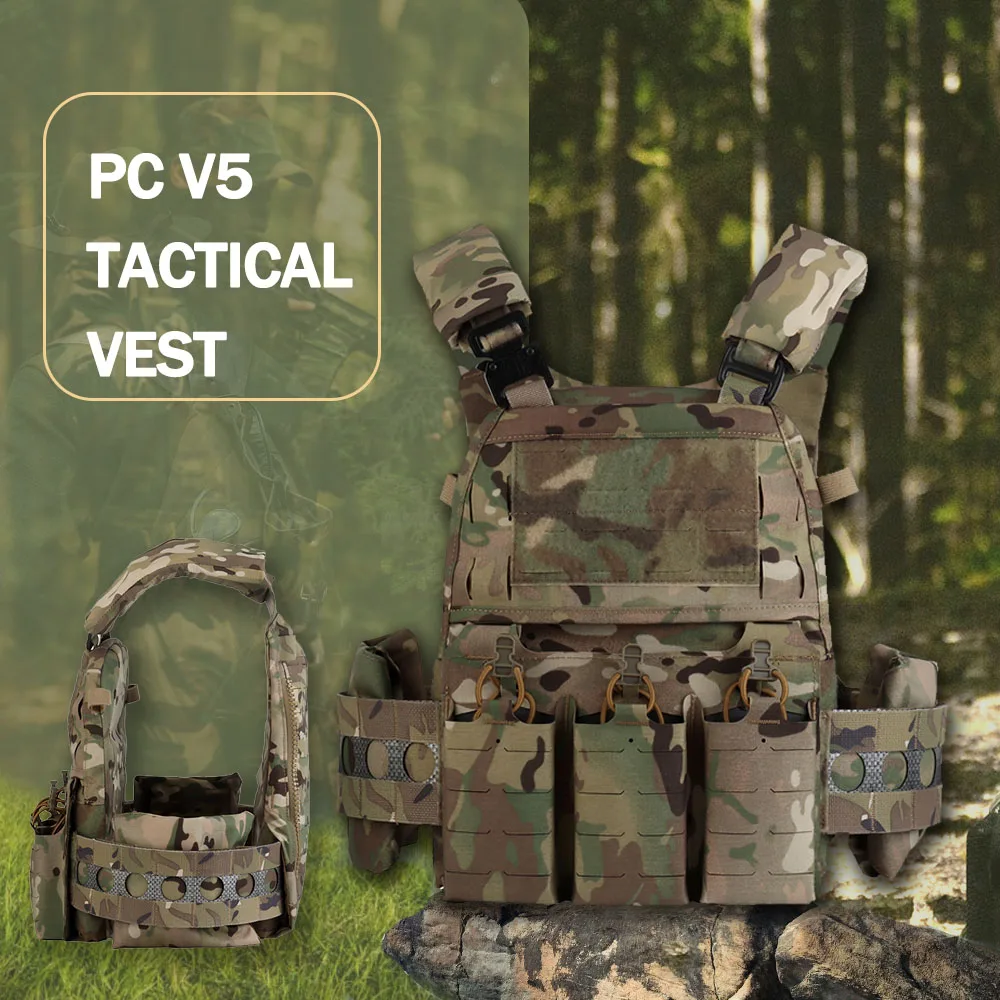 

Tactical FCPC V5 Plate Carrier Ferro Style Quick Release Vest MOLLE Airsoft Triple 556 Mag Pouch Modular Portable Hunting Vest