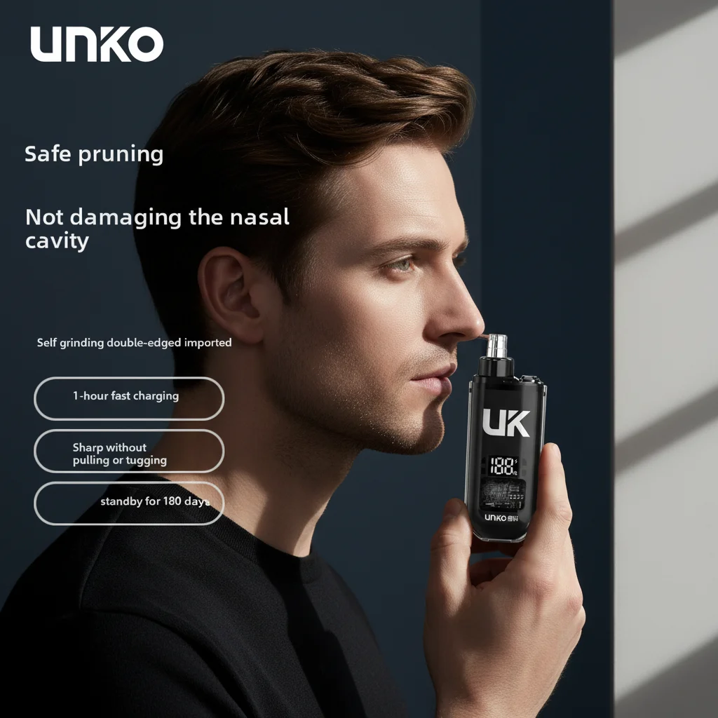 Smart Digital Display Nose Hair Trimmer for Men USB Rechargeable Painless Ear Nose Hair Clipper IPX5 Waterproof Grooming Kit