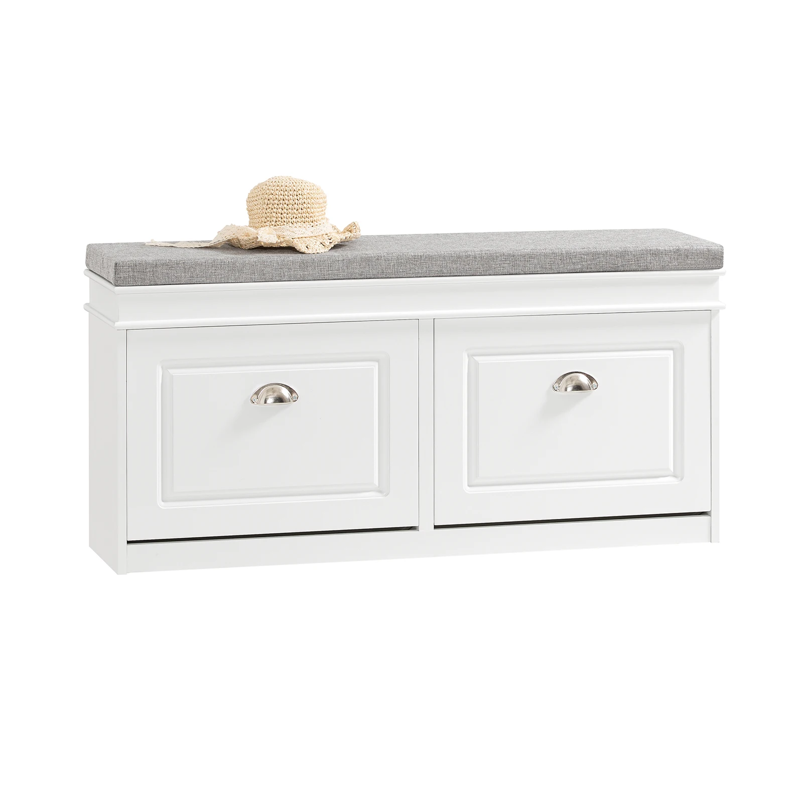 SoBuy FSR64 Banc de commode de siège de camion à benne basculante avec coussin de siège banc à chaussures avec 2 rabats BHT environ. : 104x52x24cm