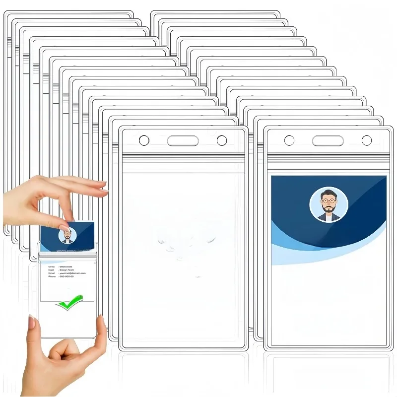 100-1PACK porte-carte étanche nom Badge manchon carte d'identité crédit collecte protecteurs étui manchon Vertical fournitures scolaires de bureau