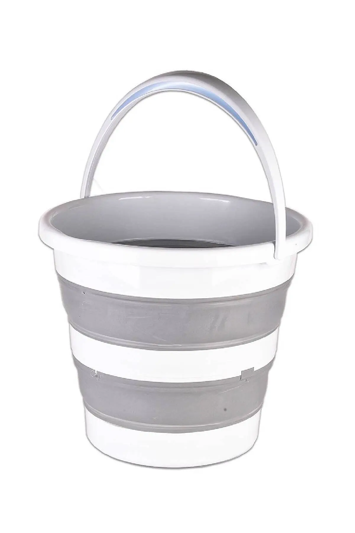 Gray Tiny Mini Art Practical Collapsible Accordion Bucket 12.8 Lt collapsible water bucket 3-stage bucket Thanks to its folding