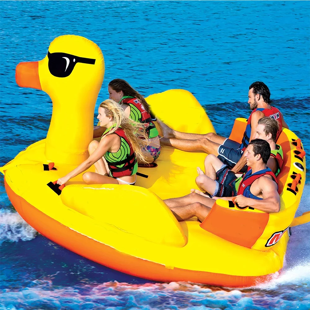 3-5 Riders Adults Kids Water Towable Boats Inflatable Giant Floating Couch Water Sofa Water Ski Tubes Duck Boat For Water Sports