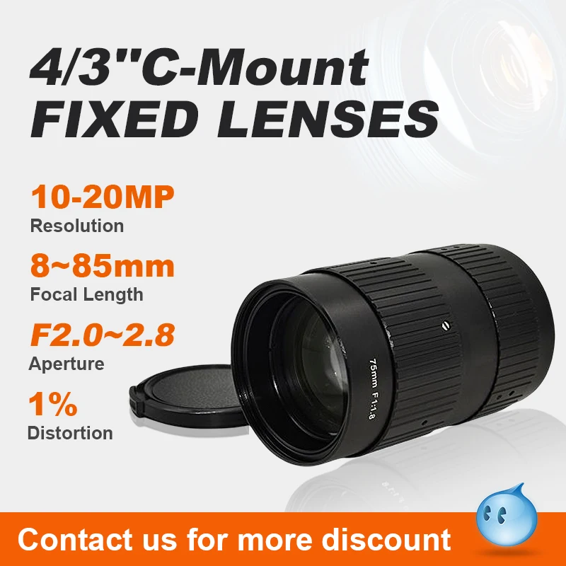 Объективы машинного зрения Vision Datum Higher Performace 4/3 дюйма с креплением C для 10-мегапиксельной промышленной камеры