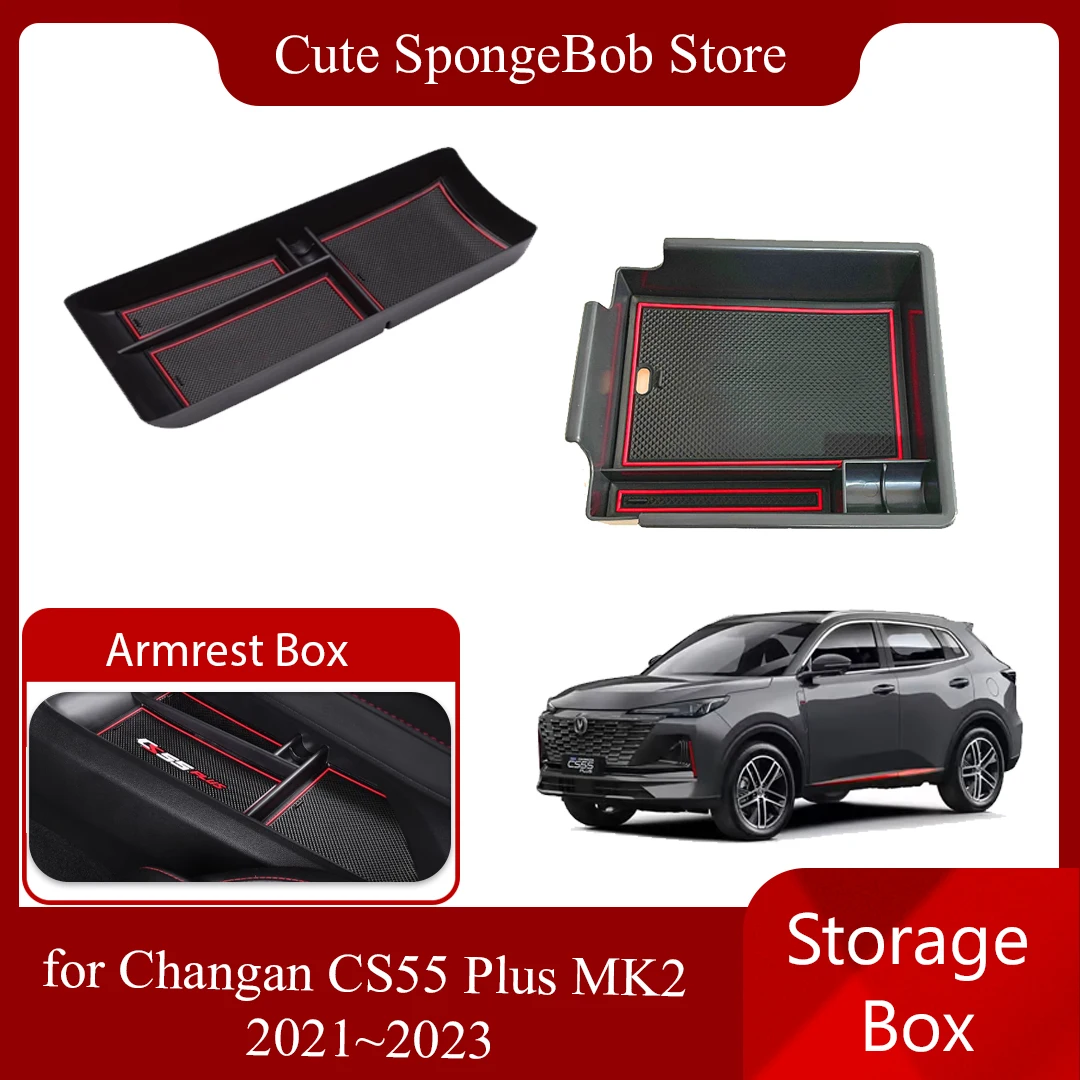 

Car Storage Box for Changan CS55 Plus MK2 2021~2023 2022 Rubber Mat Armrest Central Console Sundries Organizer Tray Accessories