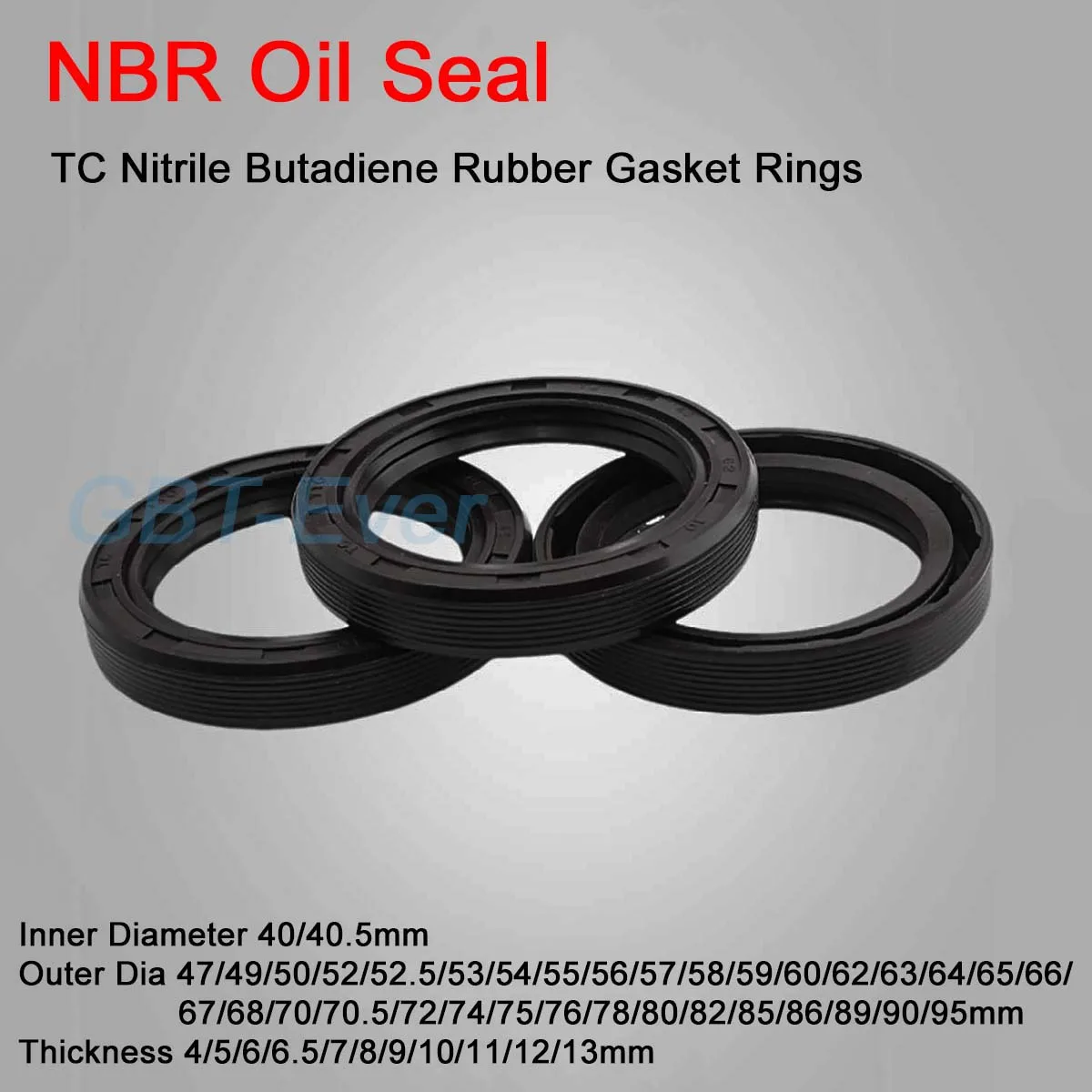 

NBR Framework Oil Seal ID 40/40.5mm OD 47-95mm THK 4-13mm TC Nitrile Butadiene Rubber Gasket Rings Cover Double Lip with Spring