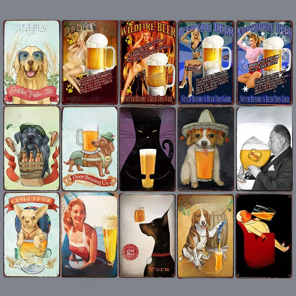 Iceberg Beer Signs Vintage Metal Tin Plate Wildfire Golden Beer Wall Poster Oktoberfest Pub Bar Club Decoration 20x30cm — zdjęcie 2