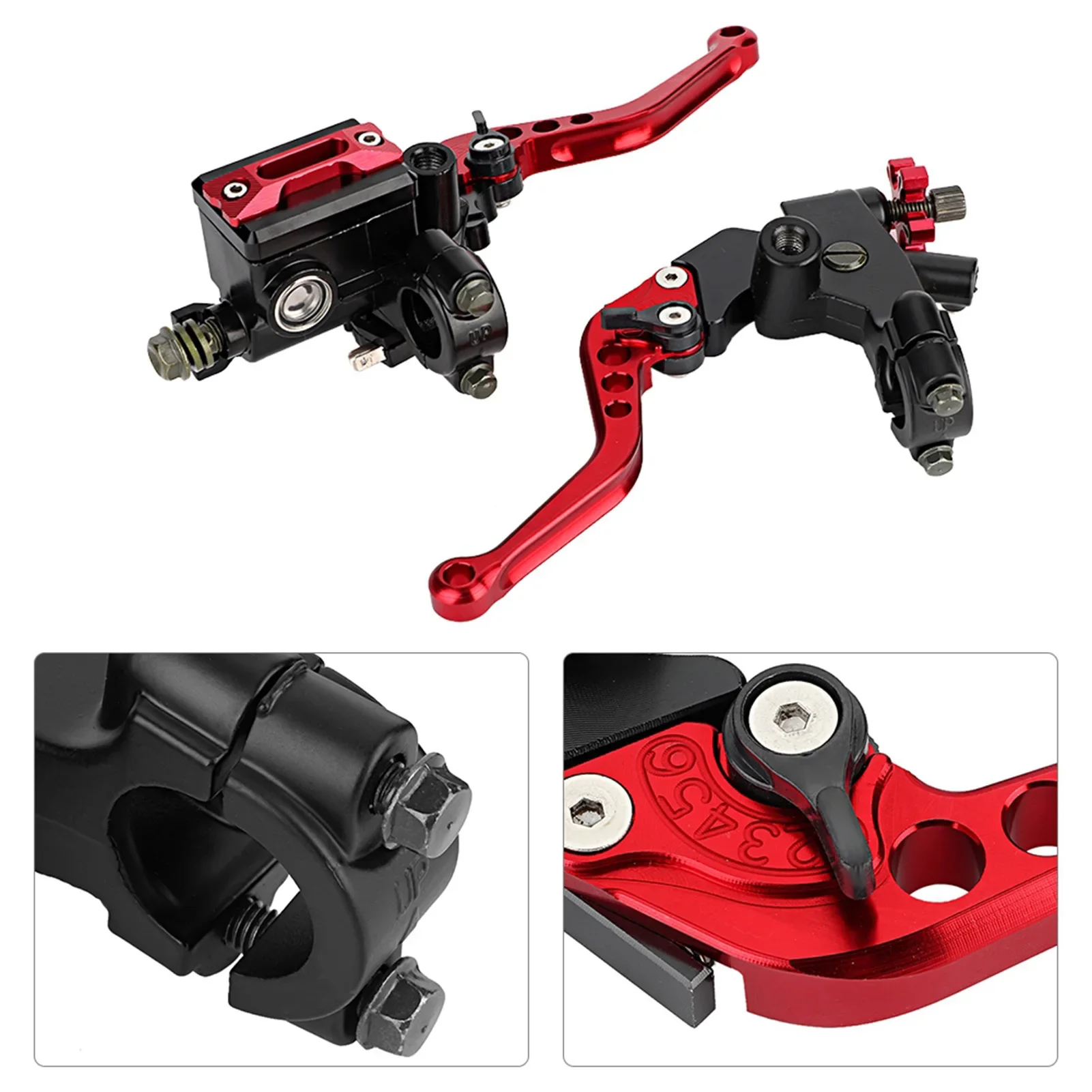 1 paire de leviers de réservoir de maître-cylindre d'embrayage de frein de moto universels 7/8 "(22mm) rouge