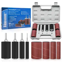 20pcs Spindle Sander Drum Kit Sanding Belt Rubber Mandrels Spindle +Sanding Sleeves with Case, for Woodworking Drill Rotary Tool