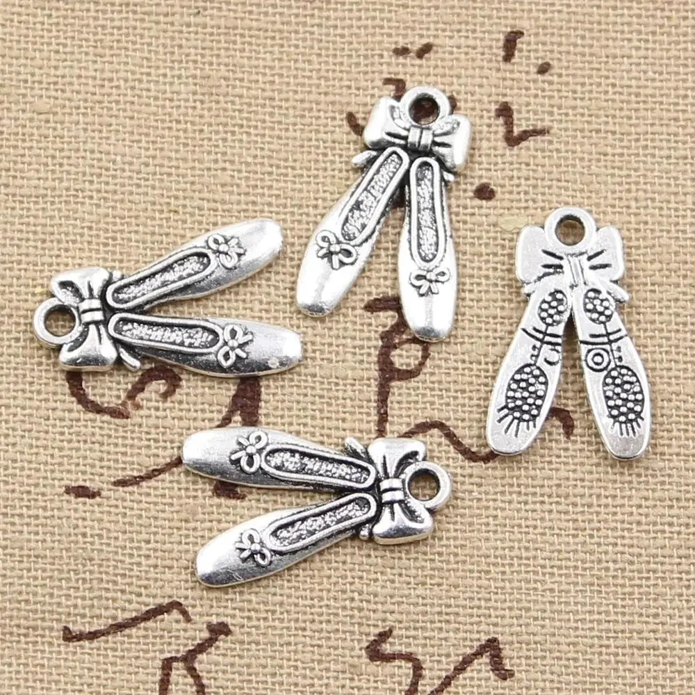 30 sztuk Charms baletki kapcie 20x13mm antyczny brąz srebrny kolorowy platerowany zawieszki dokonywanie DIY Handmade tybetański biżuteria — zdjęcie 2