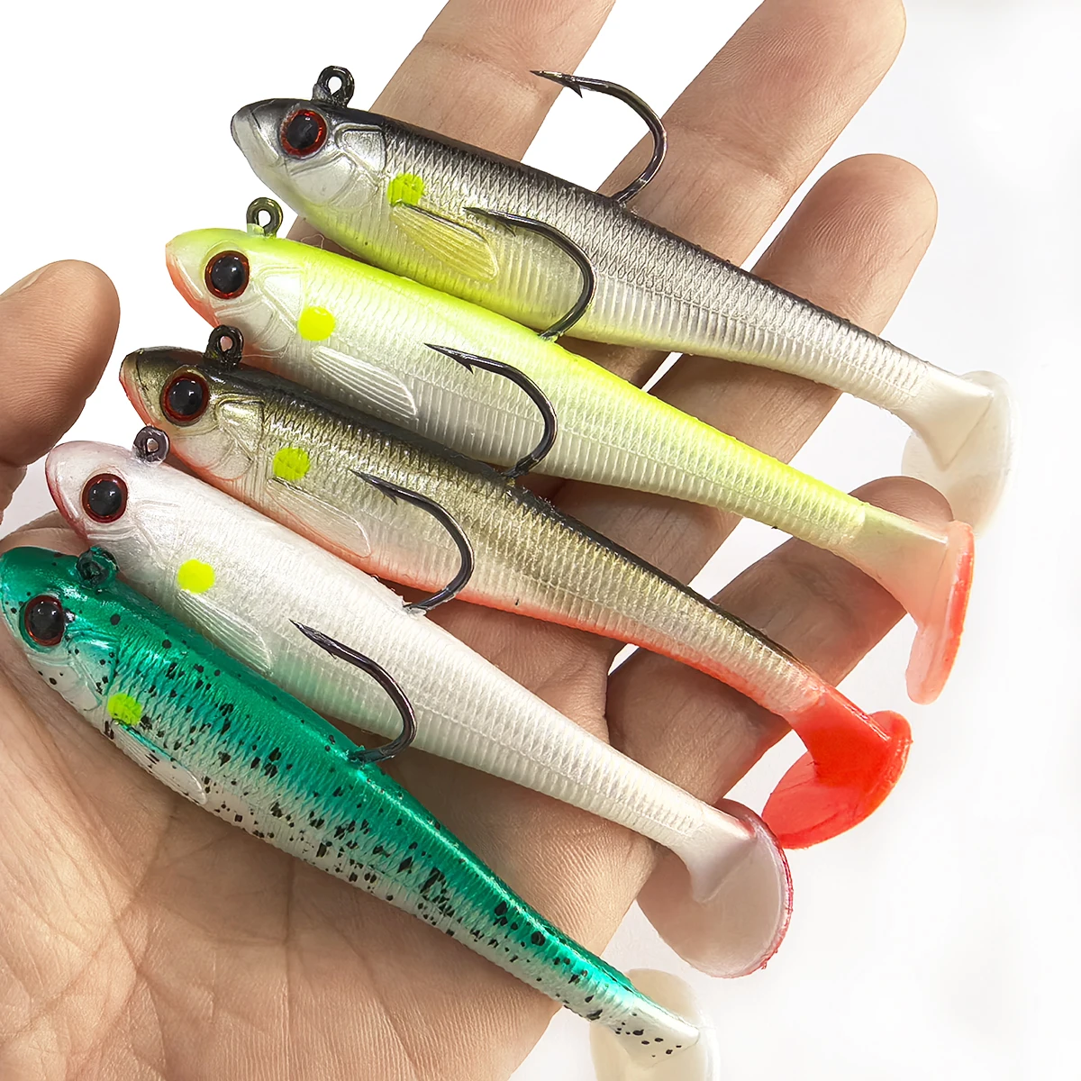 Kmucutie Soft T-Tail Fishing Lure 7cm-6.7g 9cm-12g Soft Shad Lure Wobbler Walleye Perch Bass Pike Paddle Tail Swimbait