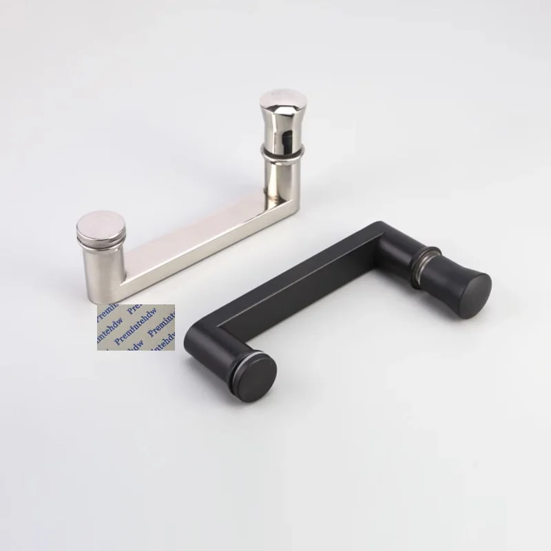 

Stainless Steel Short 145MM Hole Distance Glass Door Pull And Back Knob For Shower Enclosure Matte Black Polished