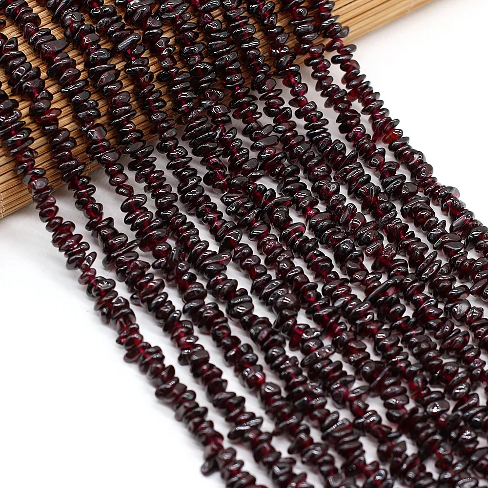 AliExpress NONE Natural Pomegranate Stone Beads Dark Red Garnet Irregular Chip Gravel Beads for Jewelry Making DIY Charm Necklace Bracelet 15''