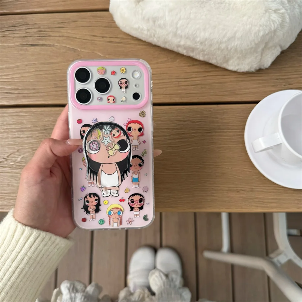 

INS Korean cartoon gilded jade+rocking music stand suitable for iPhone 17 Pro Max 15, 16 Pro anti fall all inclusiventi drop a