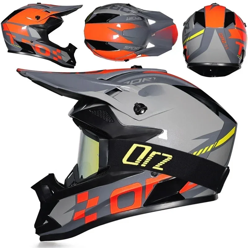 Profesjonalny kask motocyklowy DOT Orz Moto Quick Buckle Off-Road do jazdy terenowej i wyścigów motocrossowych, oddychający, pełnotwarzowy, z goglami. — zdjęcie 2