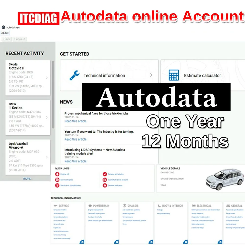 One Year 2022 AUTODATA Online Account for Car Truck Only Autodata Auto Repair Software One Year Service Autodata Software Update