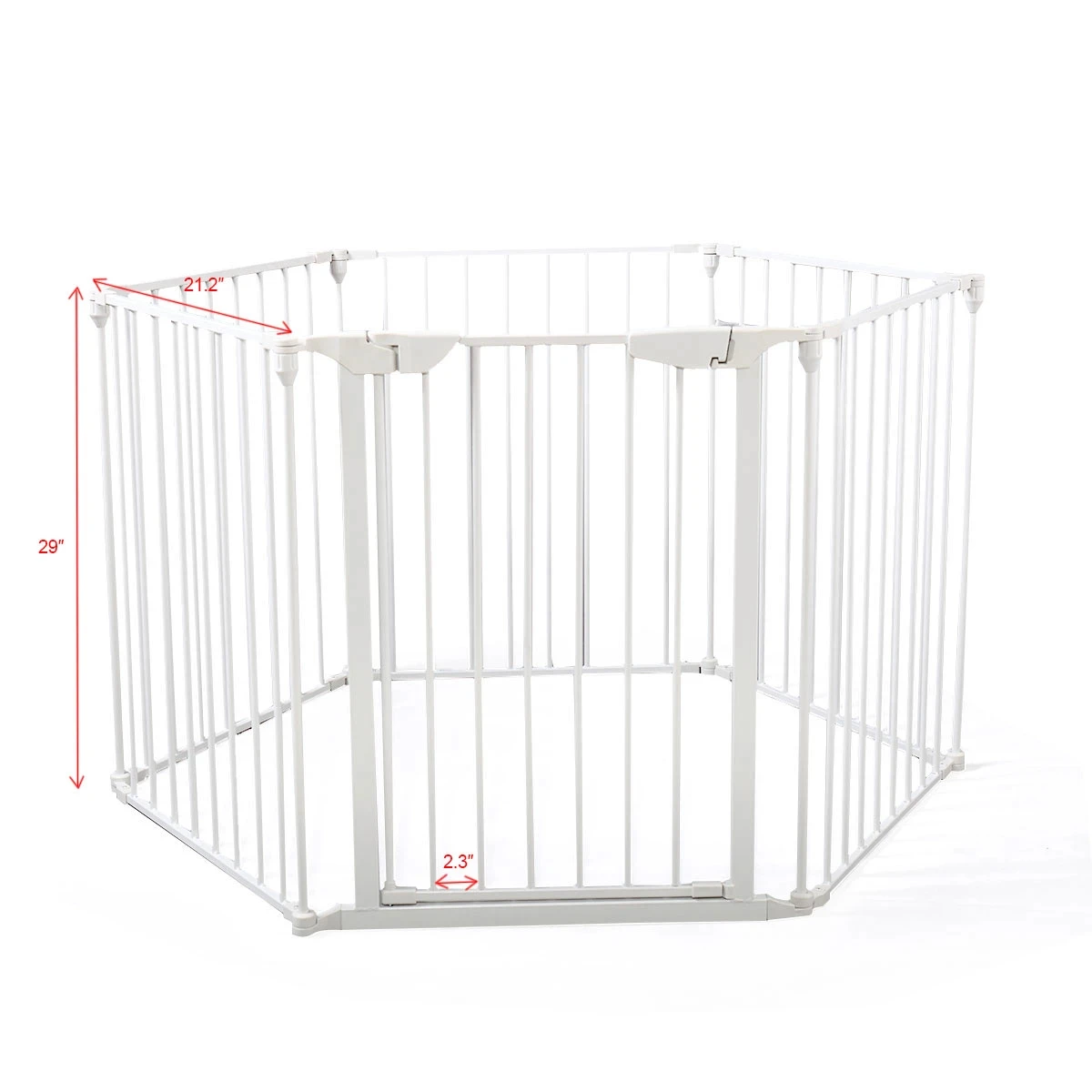 6-Panel Metal Baby Playpen Fireplace Safety Fence W/ Walk-Through Door in 2 Directions 5-in-1 Extra Wide Barrier Gate[US-Stock]