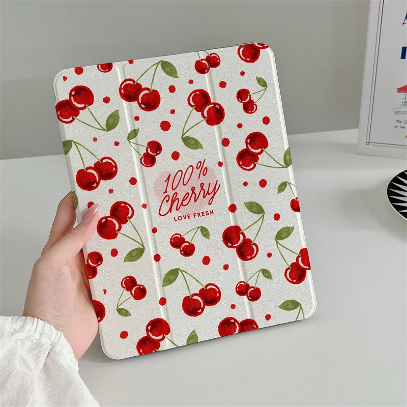 Cute Cherry Tablet Case For Apple iPad Air 2024 11 inch Air5/4 10.9 iPad 5/6/7/8/9 Gen 9.7 Air 3 10.2/10.5'' mini 6/5 Soft Cases