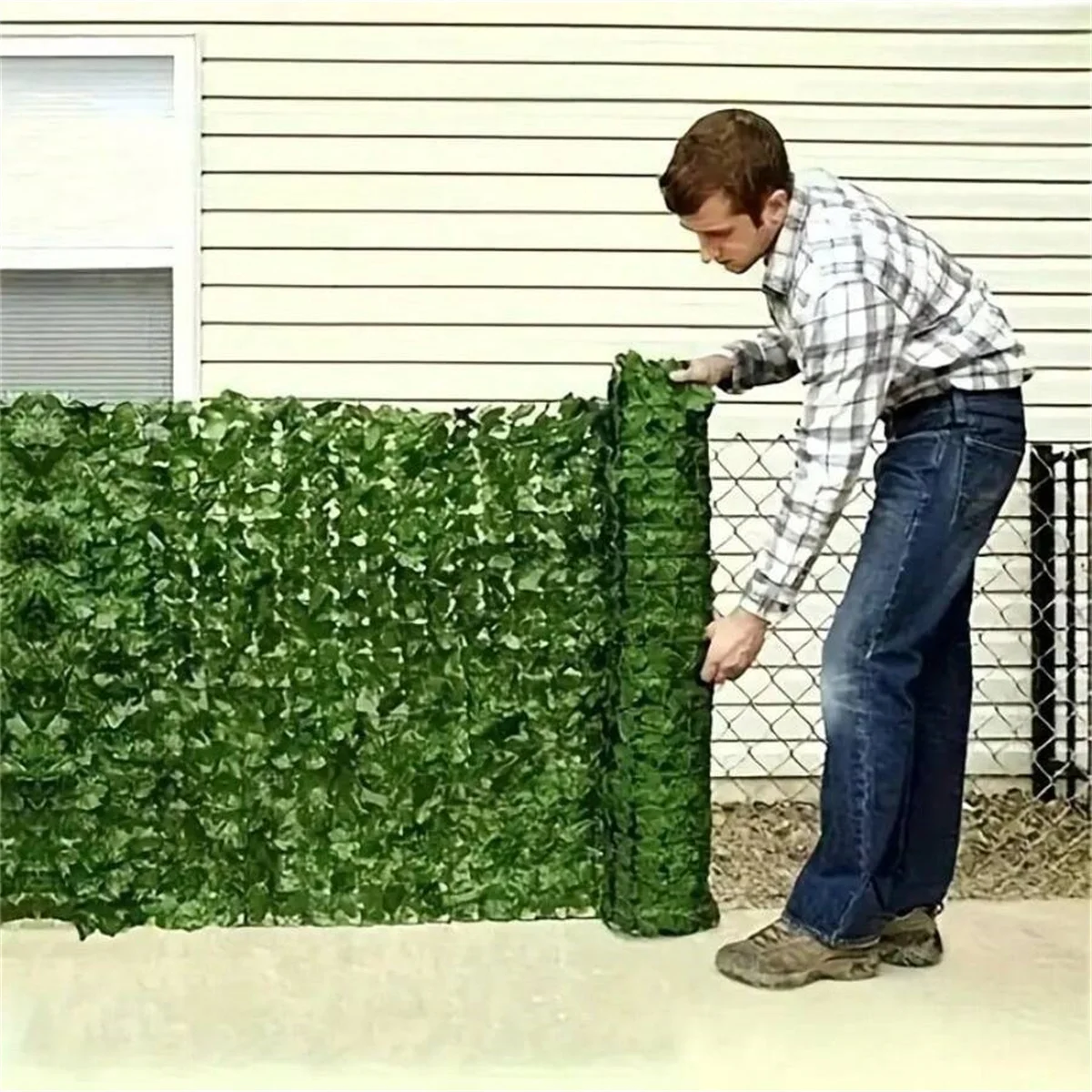 Tela de parede de cerca de privacidade de hera artificial, resistente a UV, fundo de plástico verde para pátio, varanda, jardim, quintal, ambientes internos e externos