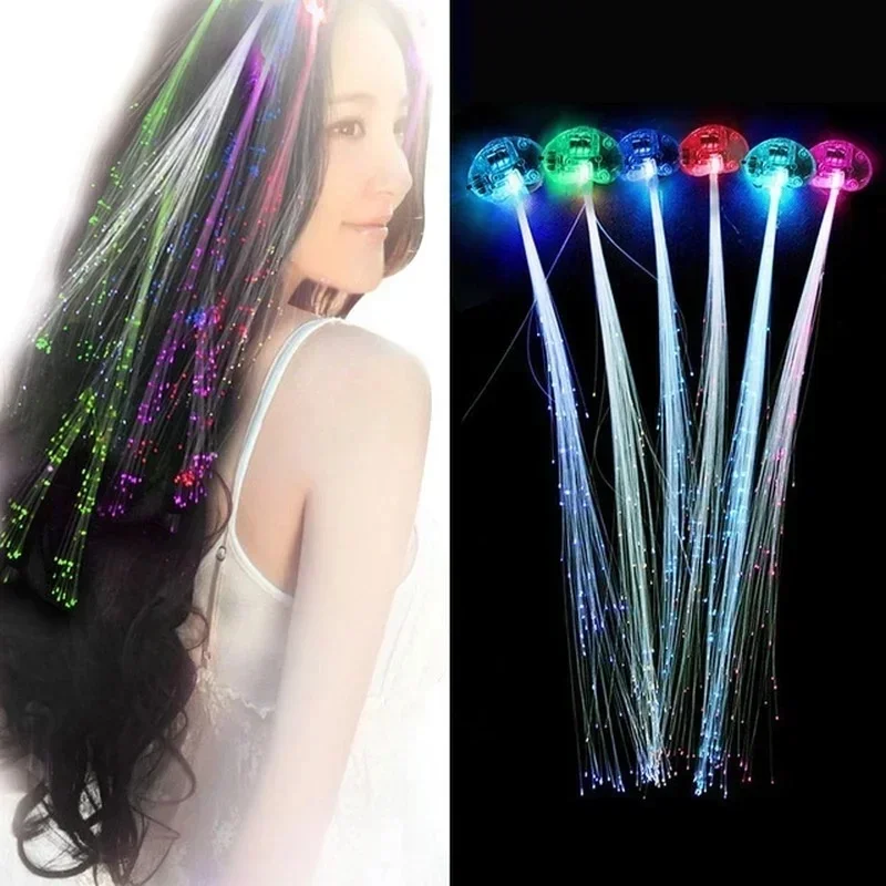 Pinces à cheveux multicolores en Fiber optique LED, 2 paquets, lumières pour cheveux, décoration de noël, fête néon