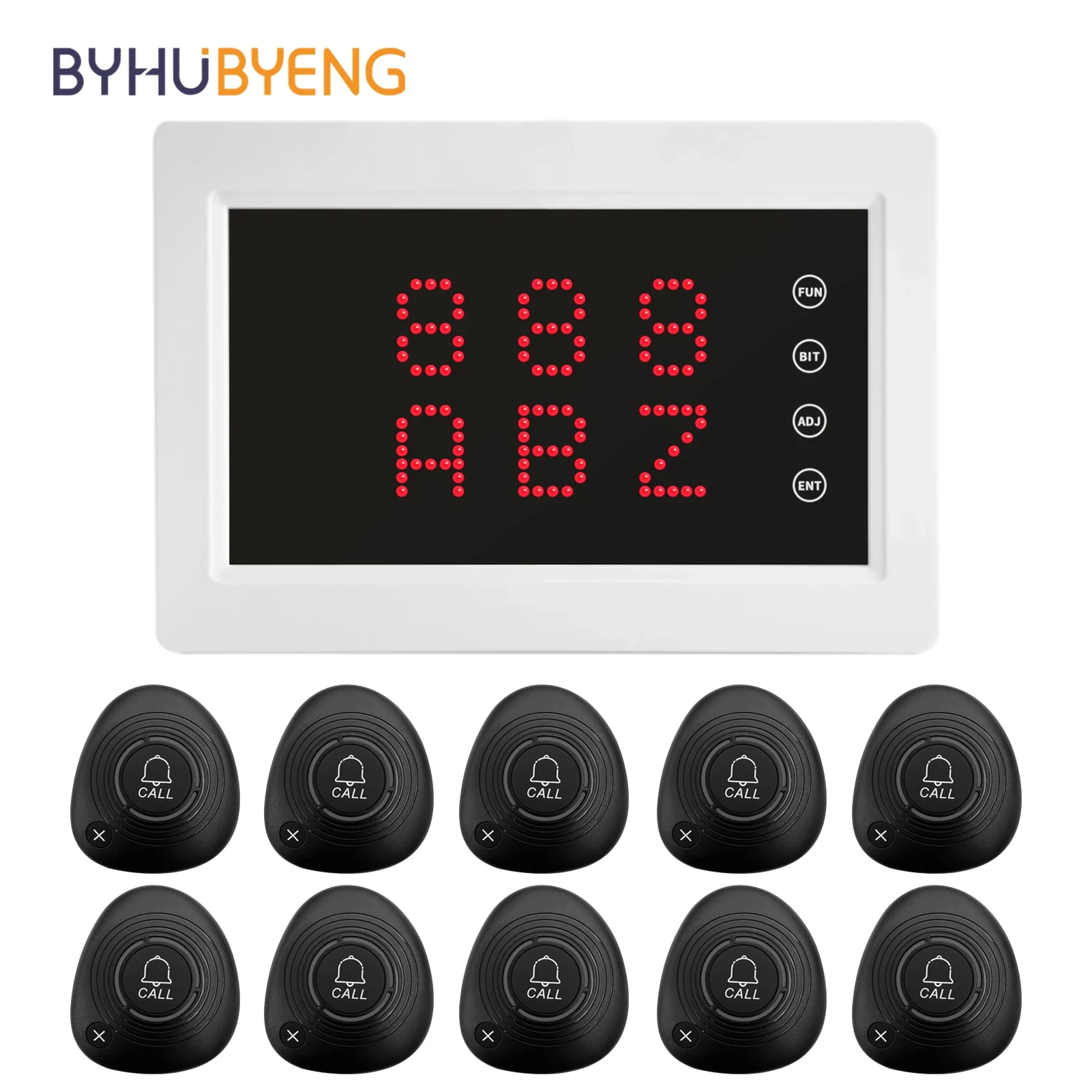 BYHUBYENG Wireless Waiter Calling System Restaurant Pager Voice Broadcast Host Receiver Call Button For Bar Hotel Cafe Club