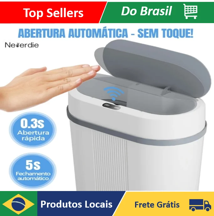 Contenedor de reciclaje automático de 12 litros con tapa con sensor infrarrojo para cocina, baño, oficina, dormitorio-Neverdie Store